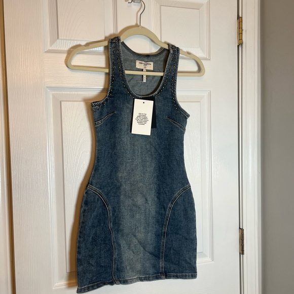 One Teaspoon Denim Mini Dress in Worn Blue - Picture 4 of 8